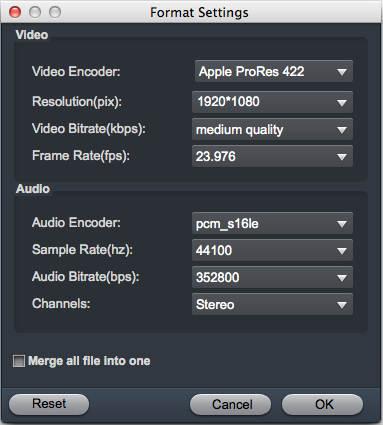 MXF to FCP Converter - Settings